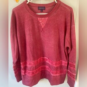 Women's Maroon Lace Trim Top